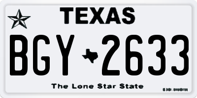 TX license plate BGY2633