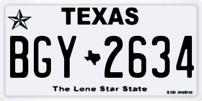TX license plate BGY2634