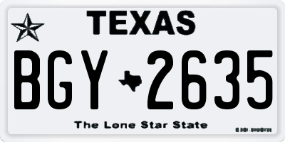 TX license plate BGY2635