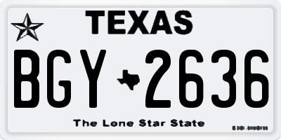 TX license plate BGY2636