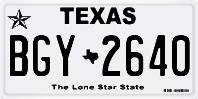 TX license plate BGY2640
