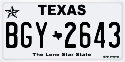 TX license plate BGY2643