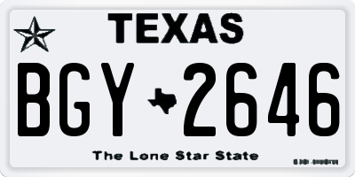 TX license plate BGY2646