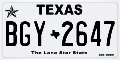 TX license plate BGY2647