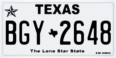 TX license plate BGY2648