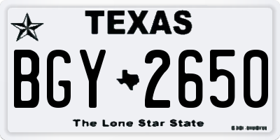 TX license plate BGY2650