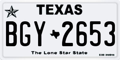 TX license plate BGY2653