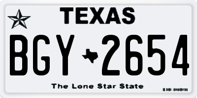 TX license plate BGY2654