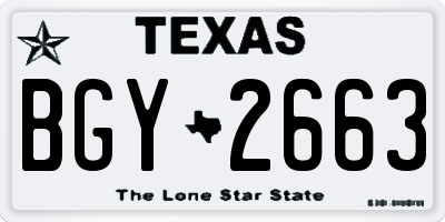 TX license plate BGY2663