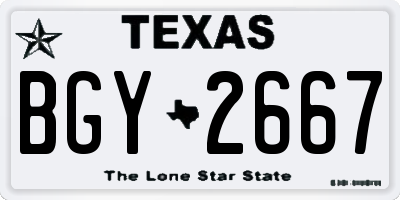 TX license plate BGY2667