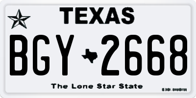 TX license plate BGY2668