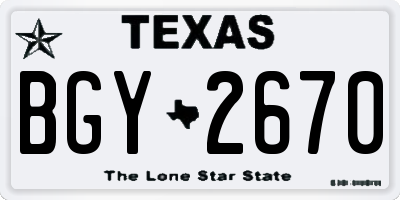 TX license plate BGY2670