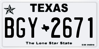 TX license plate BGY2671