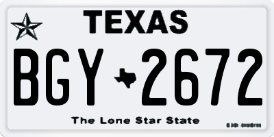 TX license plate BGY2672