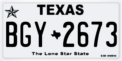 TX license plate BGY2673