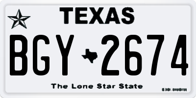 TX license plate BGY2674