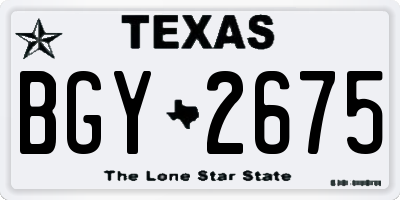 TX license plate BGY2675