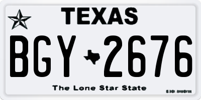 TX license plate BGY2676