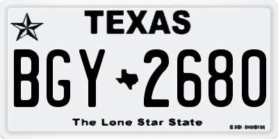 TX license plate BGY2680