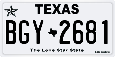 TX license plate BGY2681