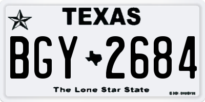 TX license plate BGY2684