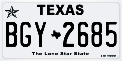 TX license plate BGY2685