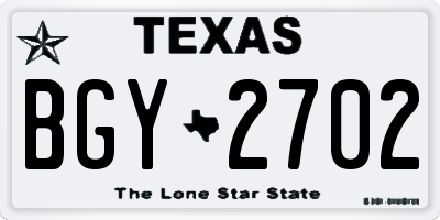 TX license plate BGY2702