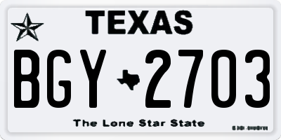 TX license plate BGY2703