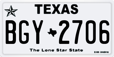 TX license plate BGY2706
