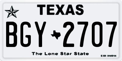 TX license plate BGY2707