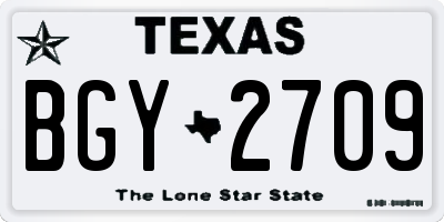 TX license plate BGY2709