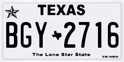 TX license plate BGY2716