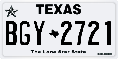 TX license plate BGY2721