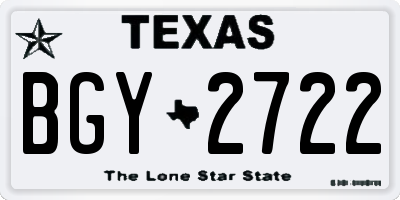 TX license plate BGY2722