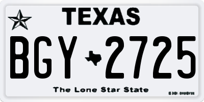 TX license plate BGY2725
