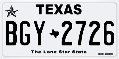 TX license plate BGY2726