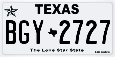 TX license plate BGY2727