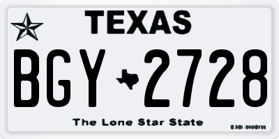TX license plate BGY2728
