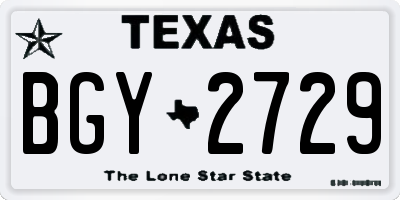 TX license plate BGY2729
