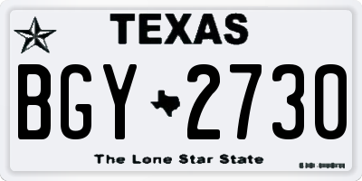 TX license plate BGY2730