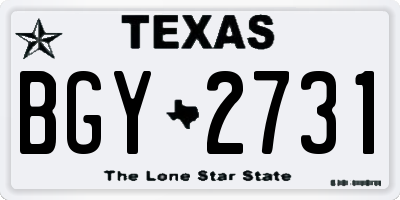 TX license plate BGY2731
