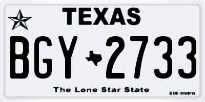 TX license plate BGY2733