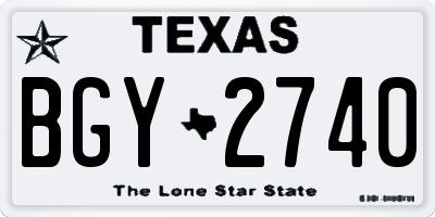 TX license plate BGY2740