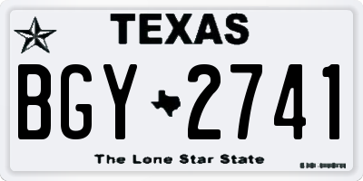 TX license plate BGY2741