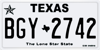 TX license plate BGY2742