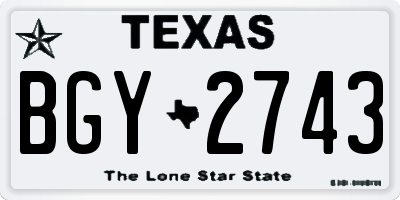 TX license plate BGY2743