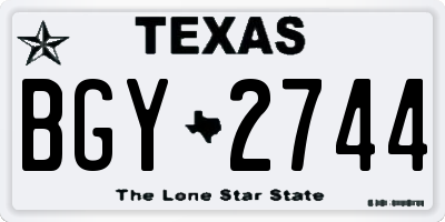 TX license plate BGY2744