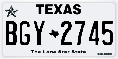 TX license plate BGY2745