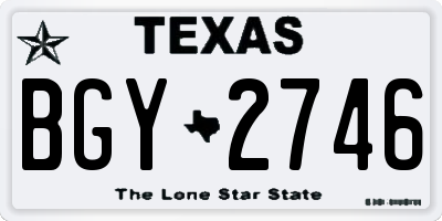 TX license plate BGY2746