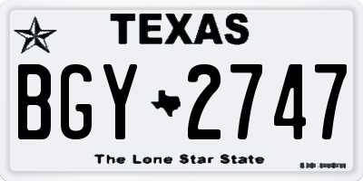 TX license plate BGY2747